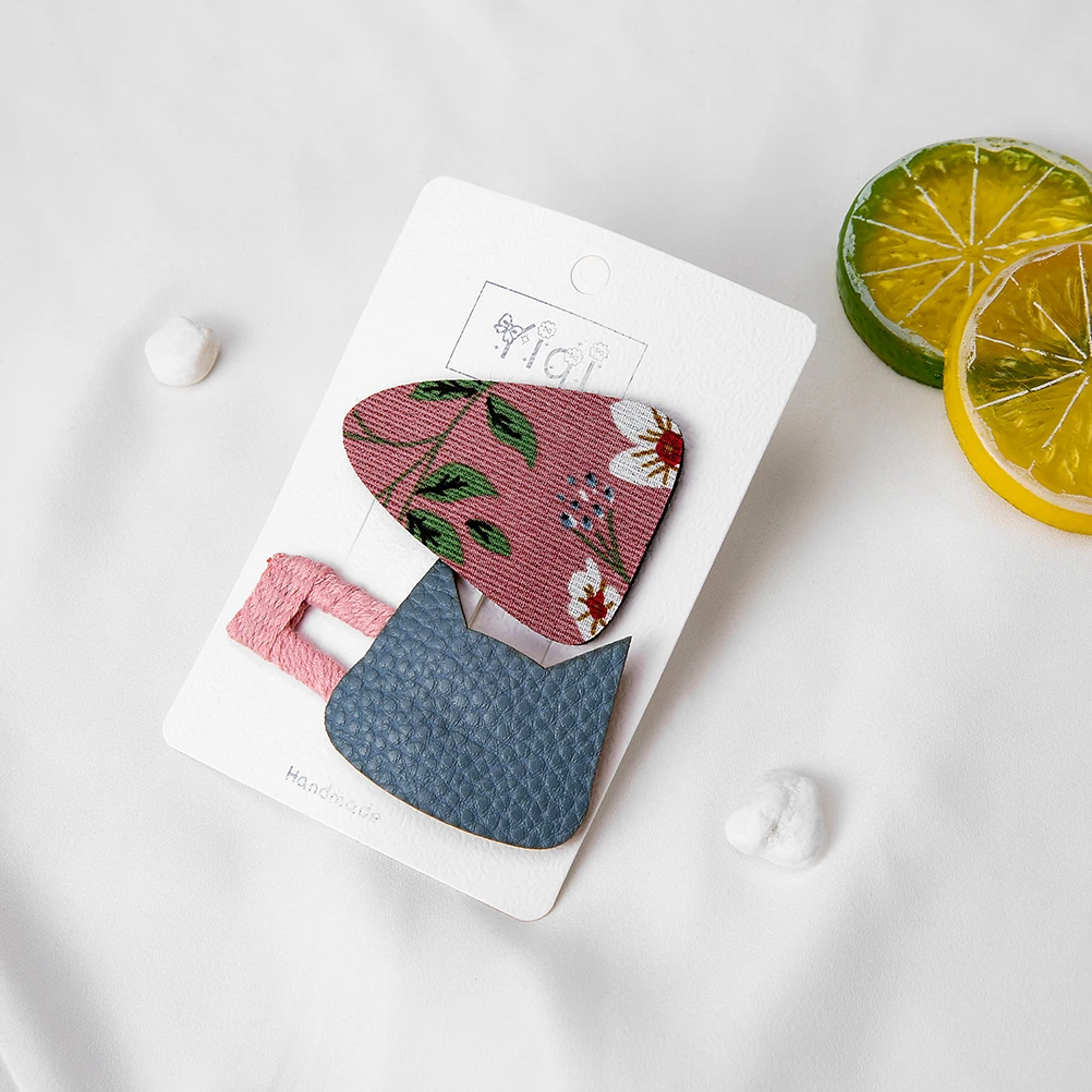 М мизм 2 шт пу хлопок девушки заколки для волос милые животные женщин BB Дети