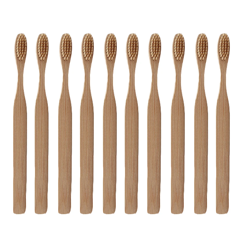 Apricot 10 шт. Экологичная бамбуковая зубная щетка деревянная зубная щетка мягкая щетина кончик уголь для взрослых уход за полостью рта дорожная зубная щетка 4 цвета - Цвет: Apricot