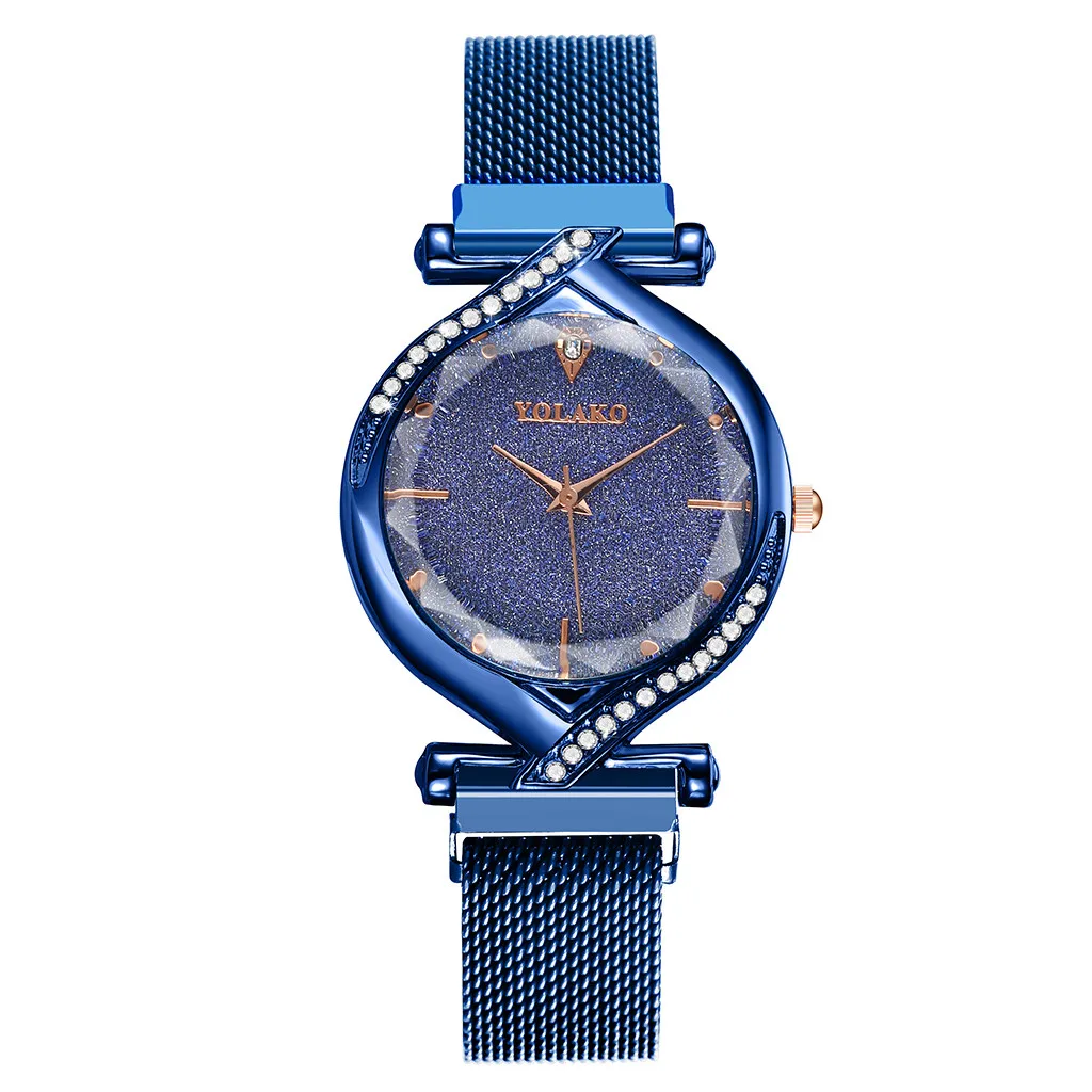 

Women's quartz watch stainless steel with magnet buckle irregular mirror watch magnetic buckle mesh belt watch 50%