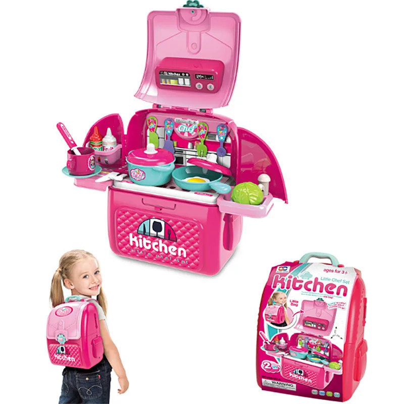 

2 in 1 Kids Kawaii Simulation Doctor Toys Repair Tools Pet Care Toys Kitchen Toys Makeup Toys Backpack Play House Toys Set Gift