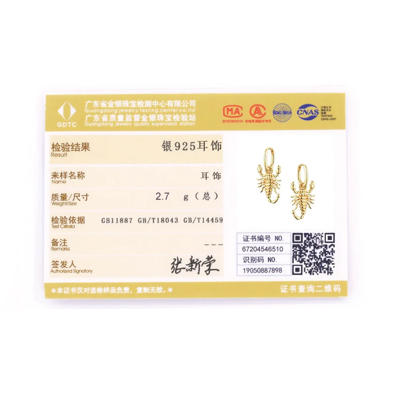 

Aide Real S925 Sterling Silver Charms Creative Simple Scorpio Drop Earrings For Women Dangle Earring Fine Jewelry pendientes