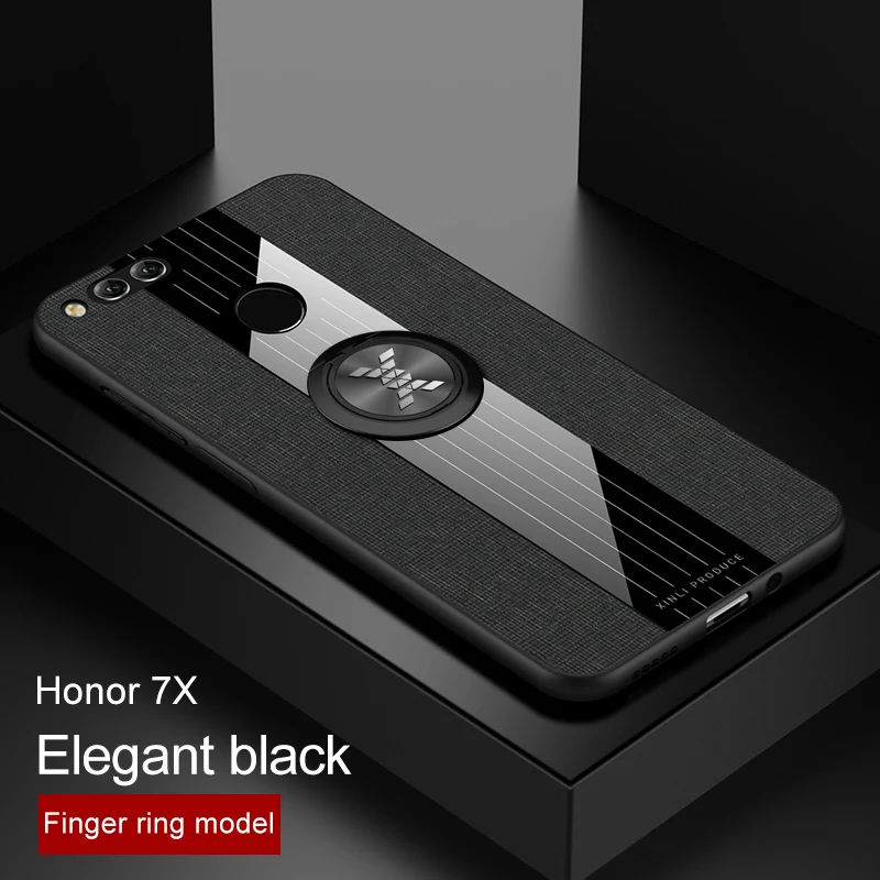 Для huawei honor 8X 7X 6X чехол Роскошный Жесткий тканевый с кольцом магнитный штатив тонкий защитный чехол для huawei honor 8X max honor 7x