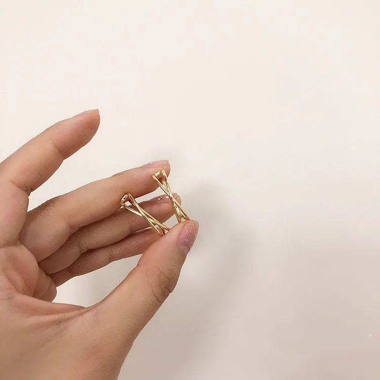 Новые модные серебряные золотые серьги с узлом корсс, серьги без пирсинга, минималистичные серьги-манжеты brinco - Окраска металла: gold