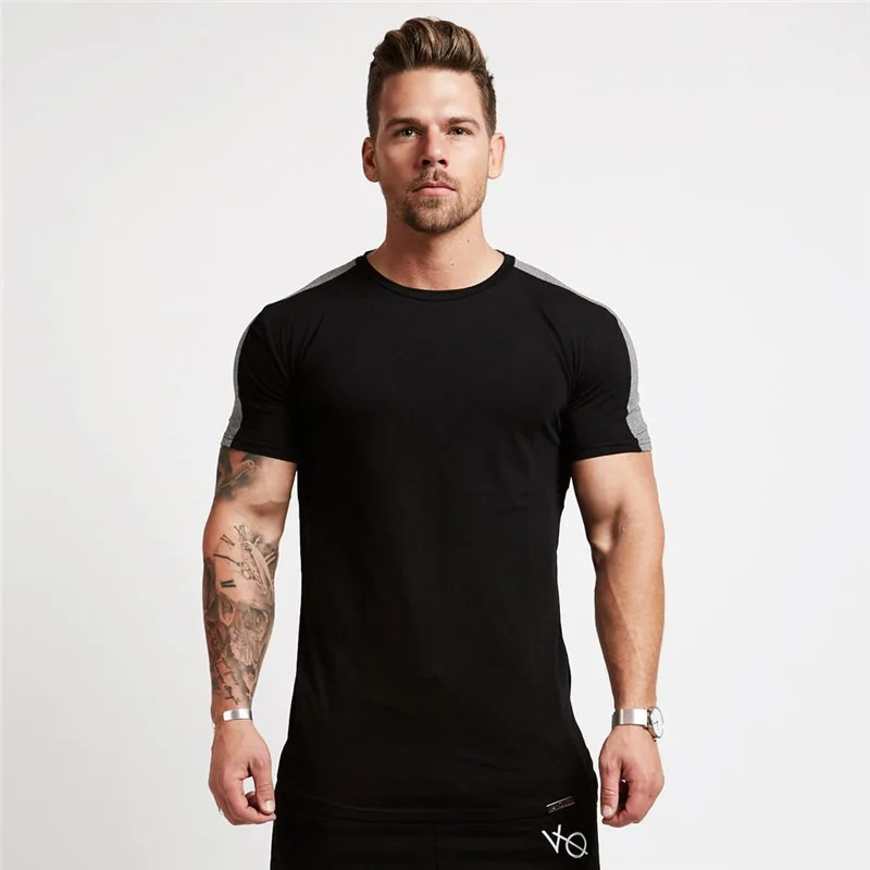 

New Muscle Brother Sports Men's T-shirt Spring Round Neck Run Fitness Short-sleeved Bottoming Mens Workout Shirt Gym Clothing