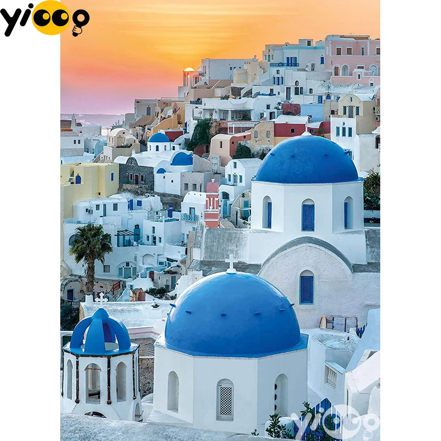 

Full Square/Round Drill Diamond Painting Cross Stitch Embroidery Santorini Town Rhinestone Mosaic Home Decor Gift AX2297
