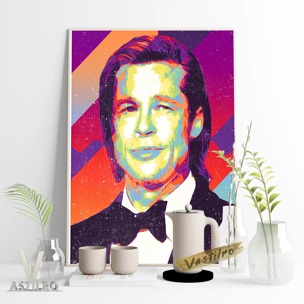 

William Bradley Pitt Famous Actors Celebrity Magazine Cover Poster Prints Art Decor Canvas Painting Bar Pub Club Wall Stickers