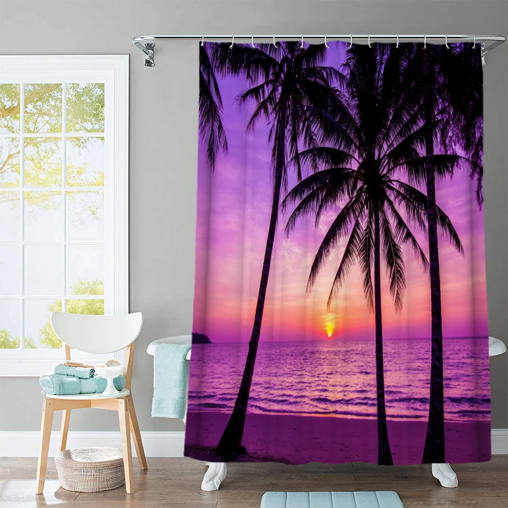 Занавеска для душа Bipoobee тканевая шторка в морском стиле ванны нескользящий