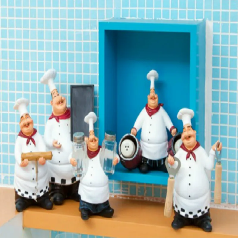 Ретро шеф повара из смолы стойка для хранения белые фигурки рисования в верхней