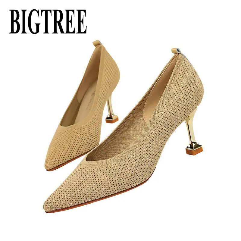 

BIGTREE 2020 New Fashion Women‘s Pumps V-shaped Pointed Toe High Heels Ladies Shallow High Heels Outside Shoes Party Women Shoes