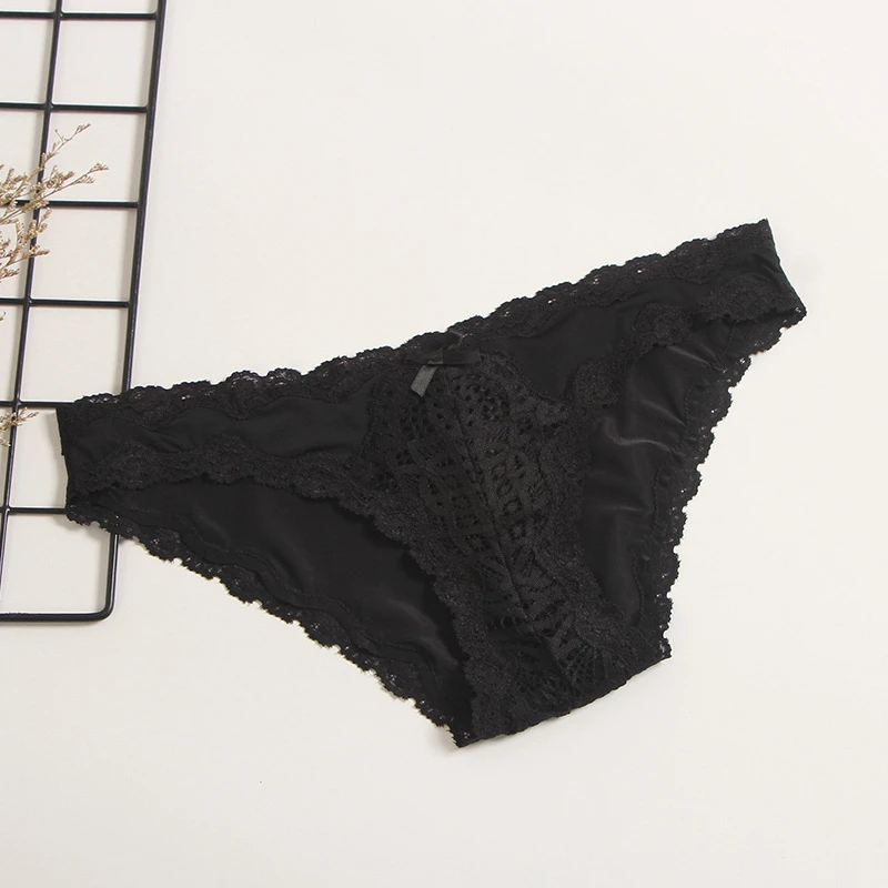 

Sexy lace soft women's underwear, low waist, hollow lace, cute bow, comfortable, breathable panties, seamless panties A19190
