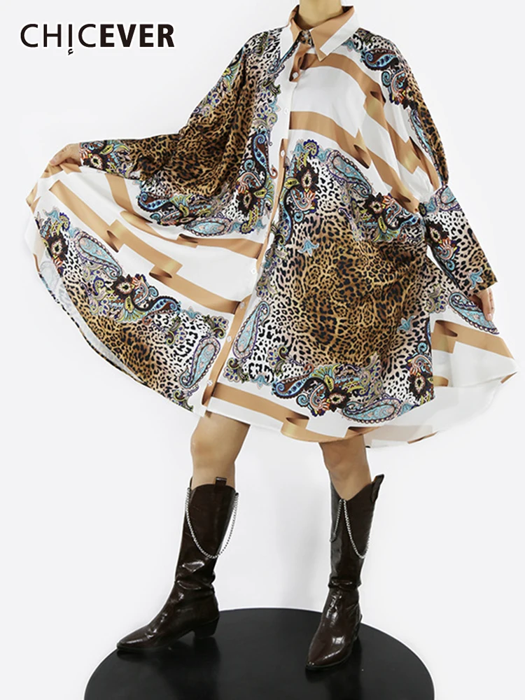 CHICEVER повседневное свободное платье с принтом модное винтажное женское лацканами