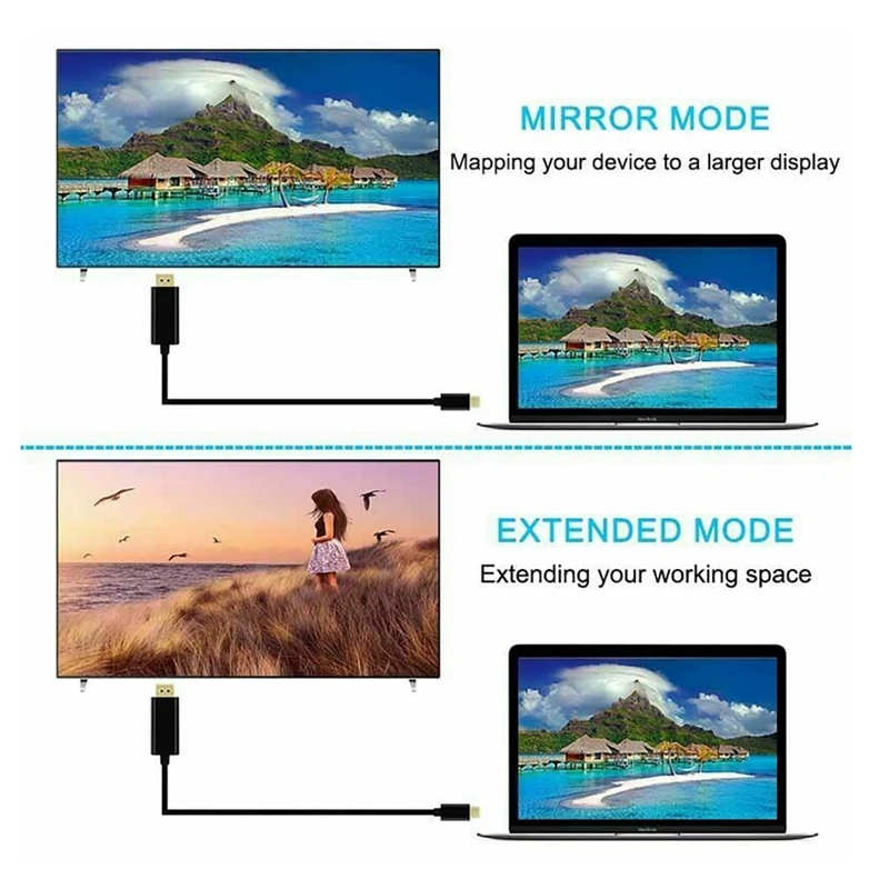 

Type-C to DP Cable 4K @ 60Hz 10 Gbps 1.8M/6Ft Adapter Cable for New Chromebook 3D Display