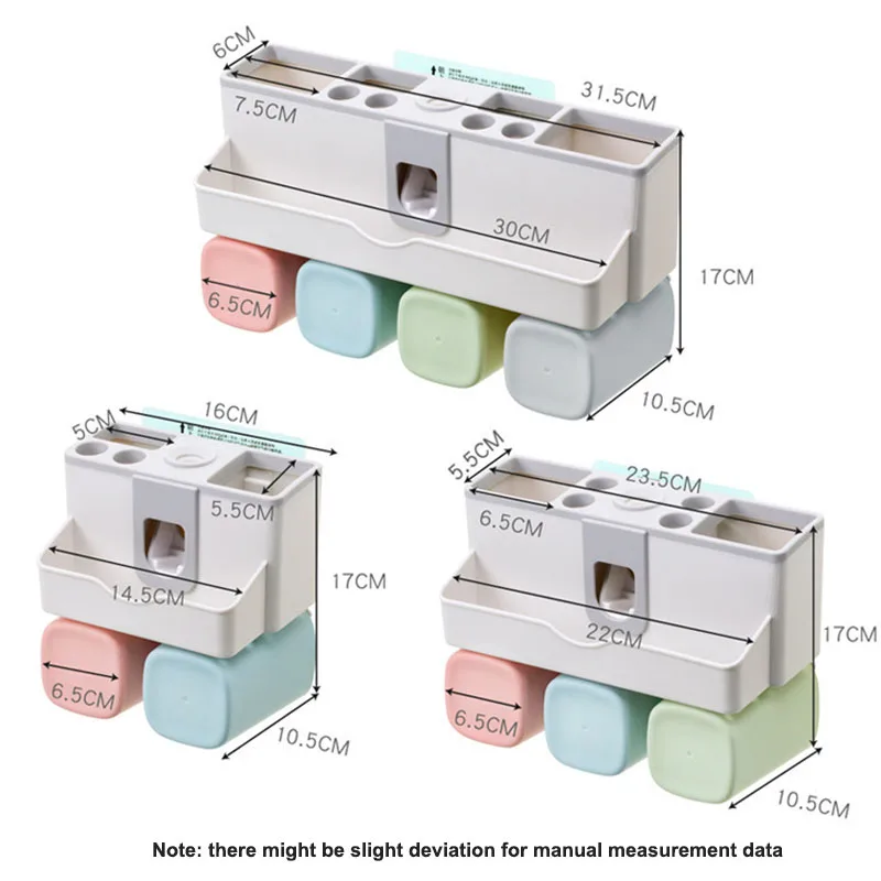 

Bathroom Set 4pcs Toothbrush Holder Automatic Toothpaste Dispenser Holder Toothbrush Wall Mount Cup Bath Cleanser Storage Rack