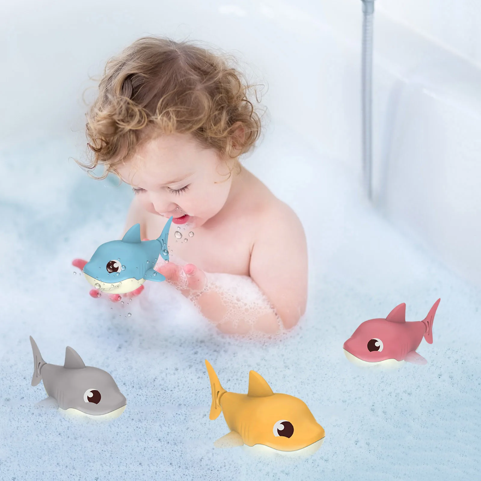 

Children's Beach Toys Bath Toys Shark Type Wind-up Swimming Tail Wagging Rotating Device Baby Toys Игрушки Для Детей QW #2021