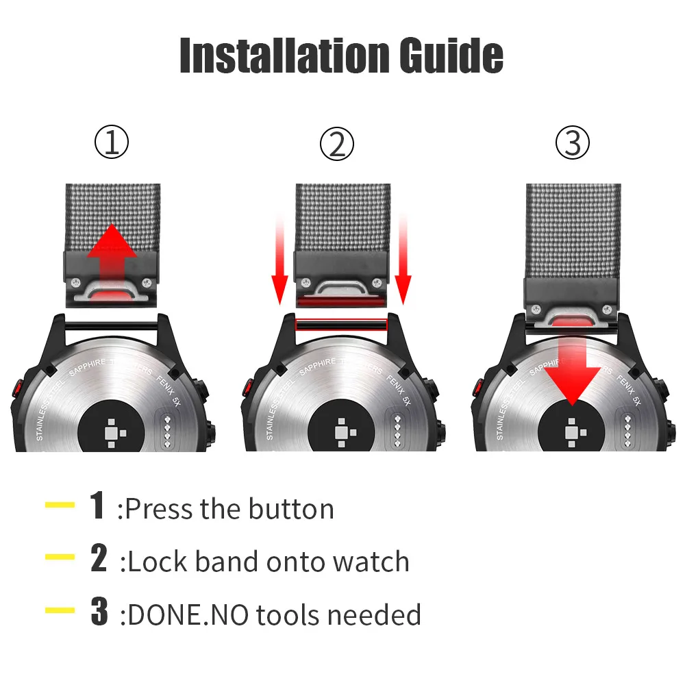 

Quick Release Sport Nylon Watch Strap for Garmin Fenix 5 Plus/Fenix 5/Quatix 5/Forerunner 935/Approach S60/fenix 5 Sapphire Belt