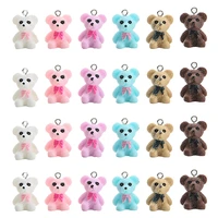 10pcs multicolor cartoon resin bear pendant charms for earring bracelet necklace jewelry making supplies diy keychain findings