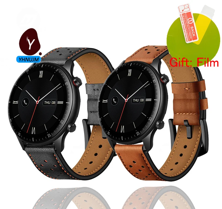 

Ремешок для смарт-часов Huami Amazfit GTR 2 eSIM, кожаный спортивный ремешок для xiaomi amazfit GTR 2 eSIM/GTR 2, защита экрана