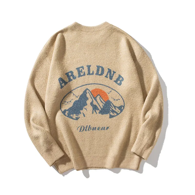 Вязаный свитер в стиле Харадзюку мужской минималистичный пуловер с надписью Snow