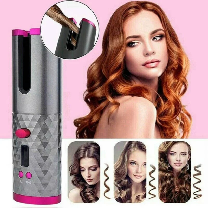 

Cordless Auto Rotating Hair Curler Hair Waver Curling Iron LCD Ceramic