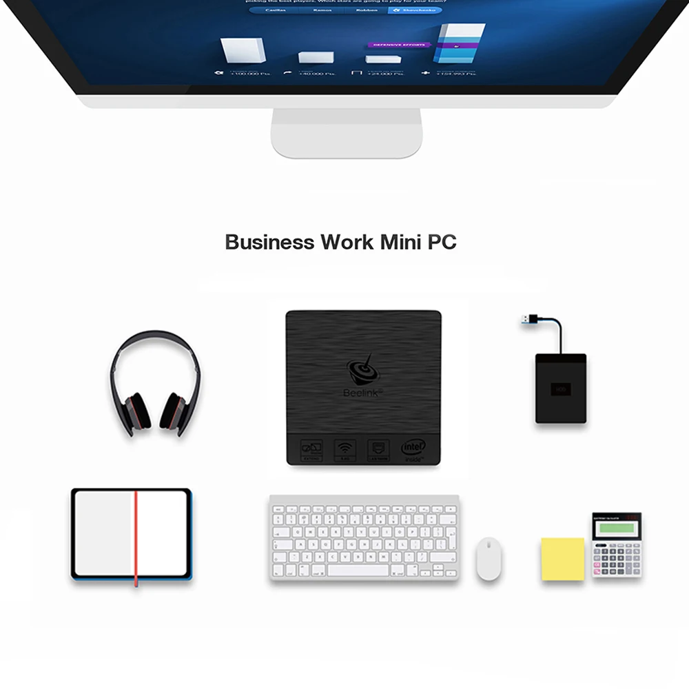 Мини-ПК Beelink BT3 Pro, Intel Atom X5-Z8350, 4 Гб ОЗУ, 64 Гб ПЗУ, 2,4 ГБ/5,8 ГБ, WiFi, Bluetooth, 4,0, 1000 Мбит/с, USB3.0, телеприставка
