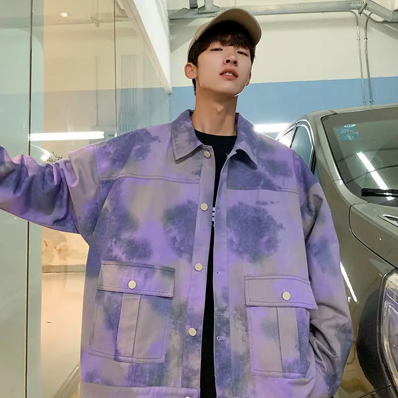 Мужские куртки Privathinker Tie Dye осенние корейские мужские пальто большого размера