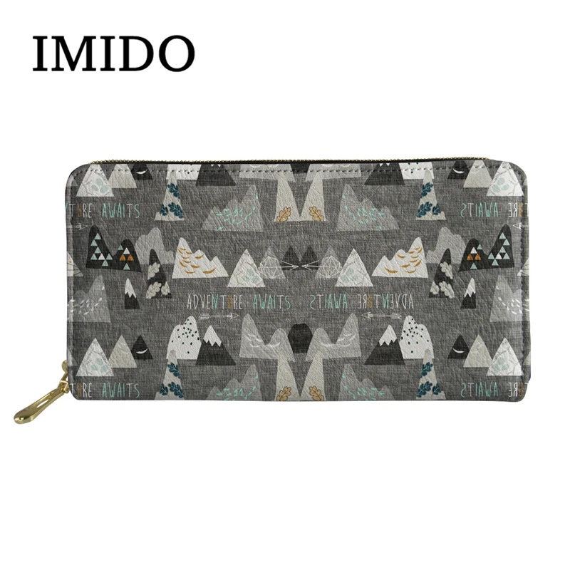 Женский кошелек Приключения ожидает узора кожаный женский длинный на молнии для