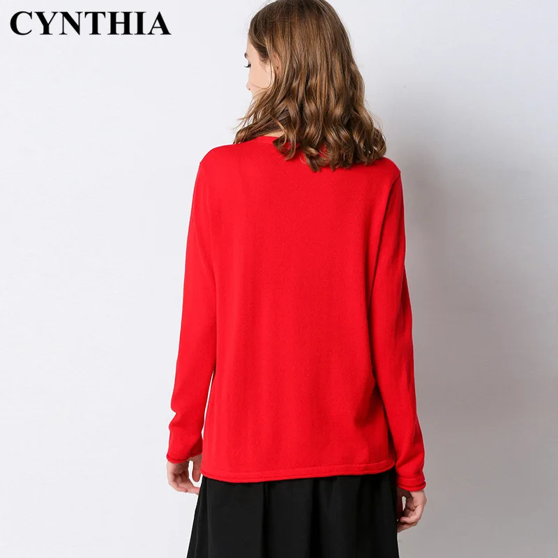 

Spring Autumn Casual Loose Pure Cotton V-neck WOMEN'S Knitted Sweater Fashion Pullover 8-5