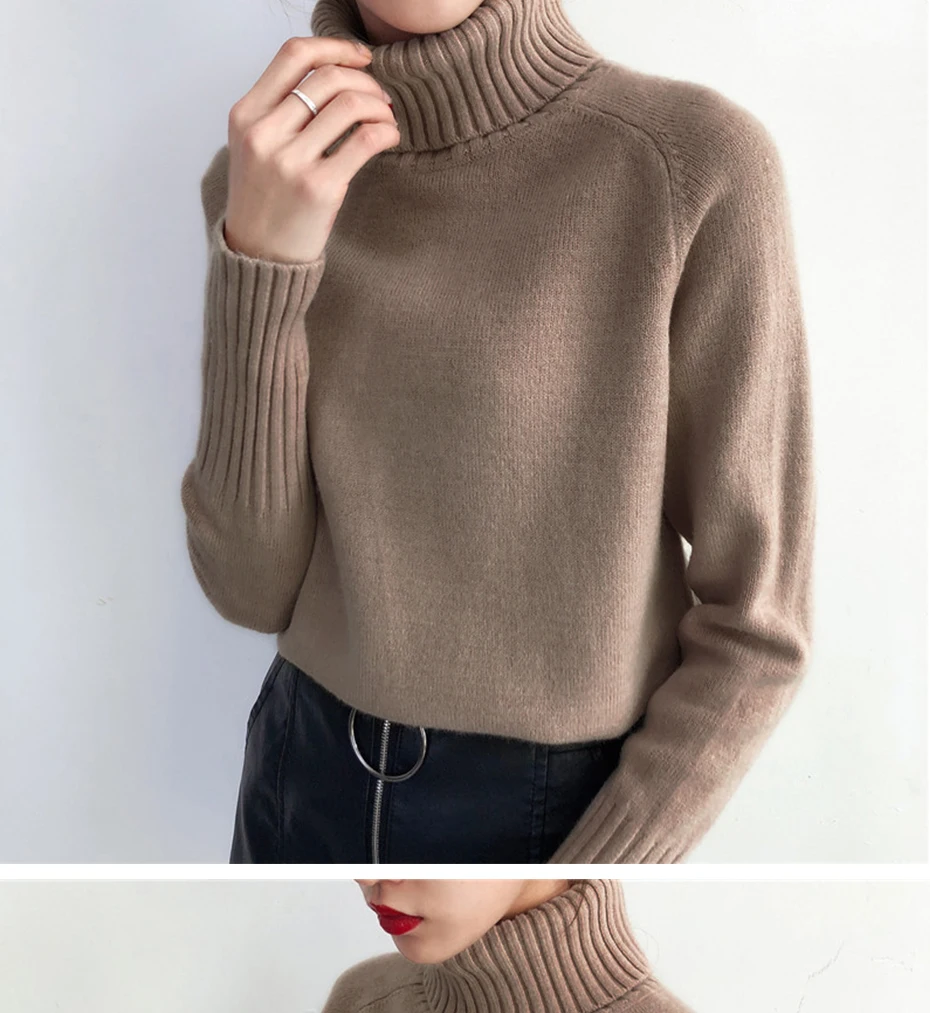 

Women Sweaters 2020 Autumn Winter Knitted Sweater Korean Cashmere Turtleneck Long Sleeve Pullover Women Vintage Sweater
