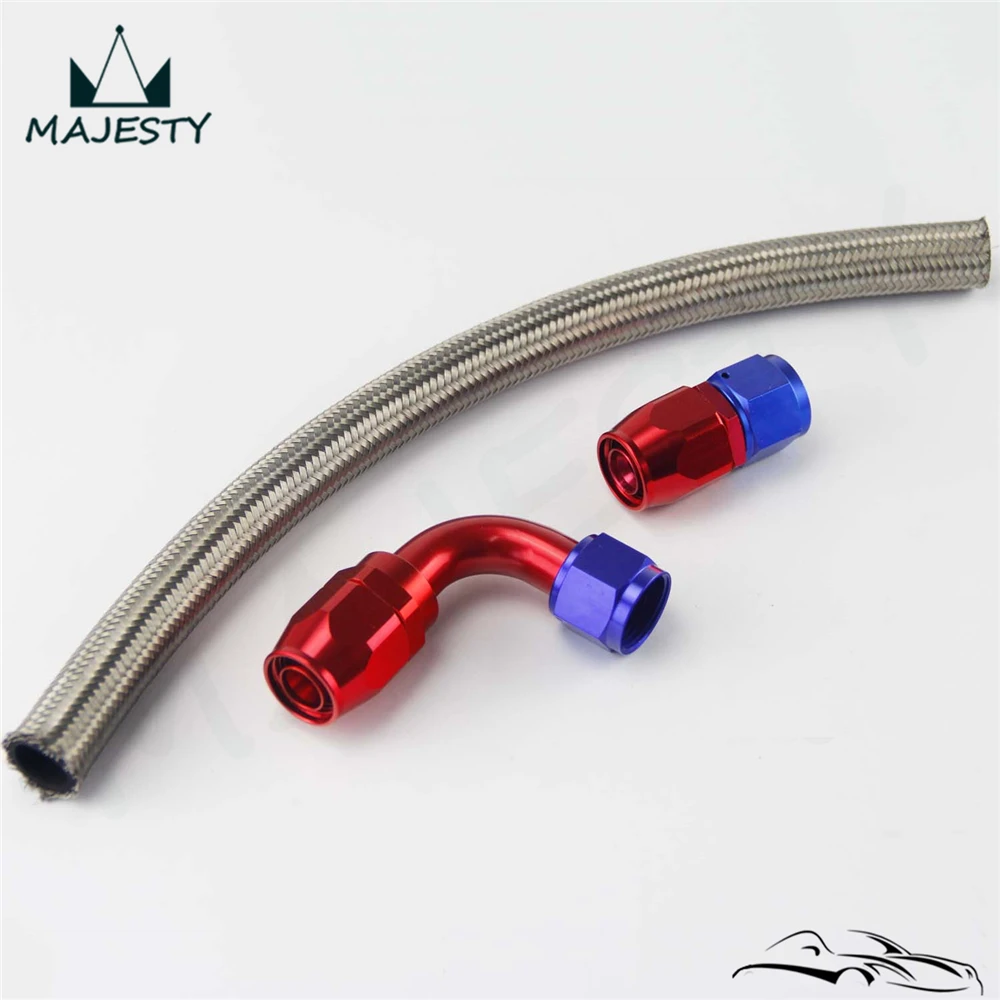 Серебряный 12-дюймовый стальной шланг для нефтяной/топливной линии + ПРЯМОЙ