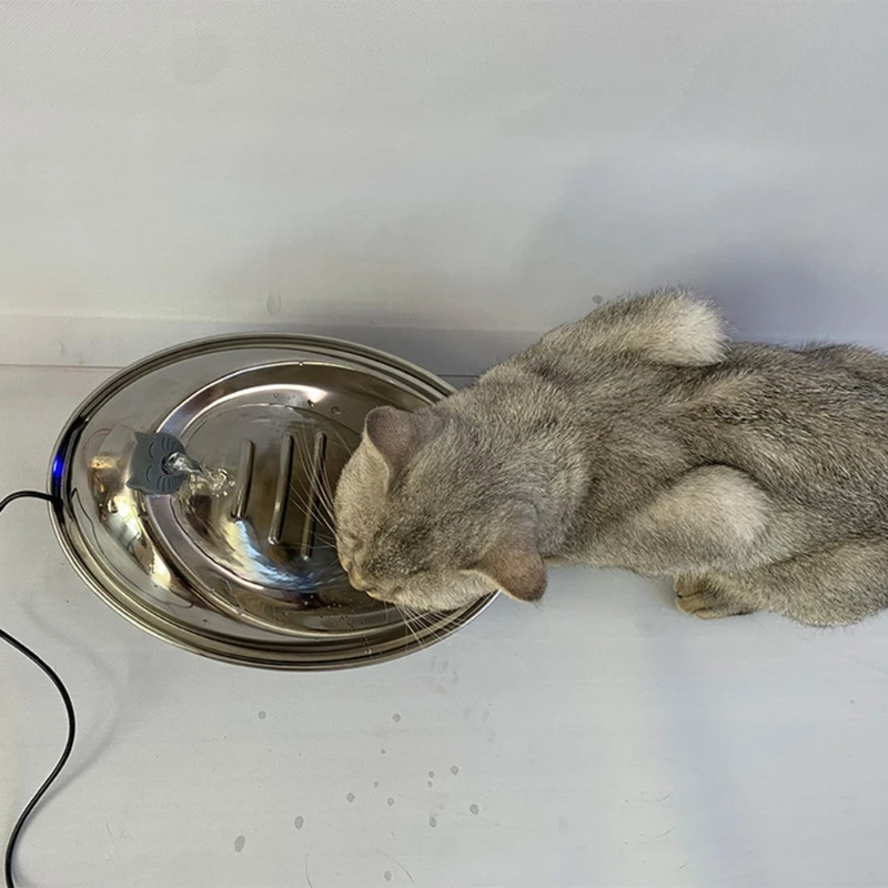 

Stainless Steel Fountain Cat Drinking Water Fountain with Water Dispenser Quiet