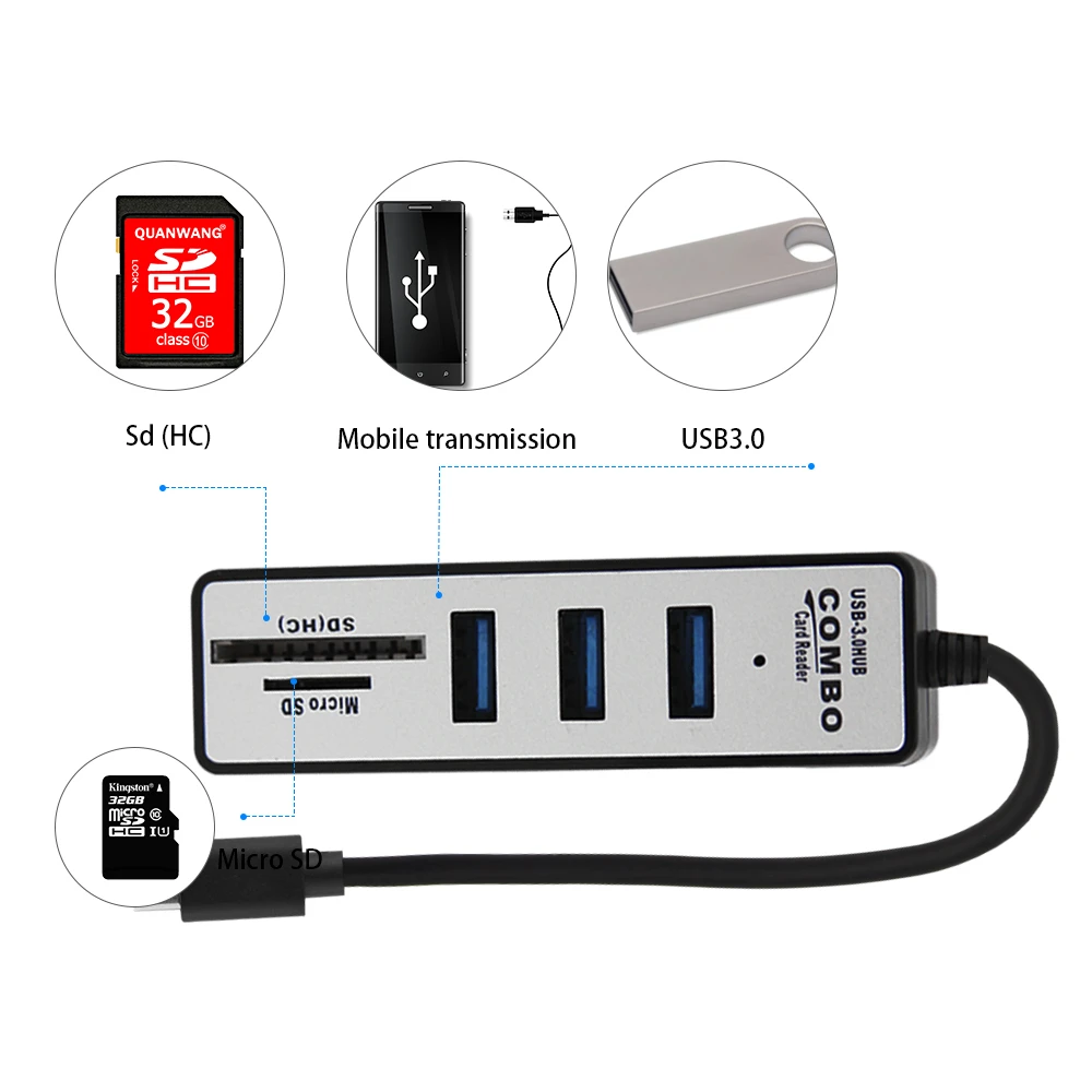 USB 3 0 концентратор с несколькими портами адаптер типа C все в одном поддержка SD TF