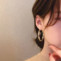 fyuan golden round crystal hoop earrings for women bijoux geometric rhinestones earrings statement jewelry party gifts