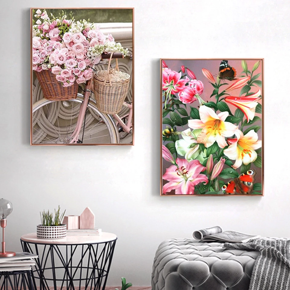 Алмазная картина 5D сделай сам ваза с цветами полная вышивка искусство украшение