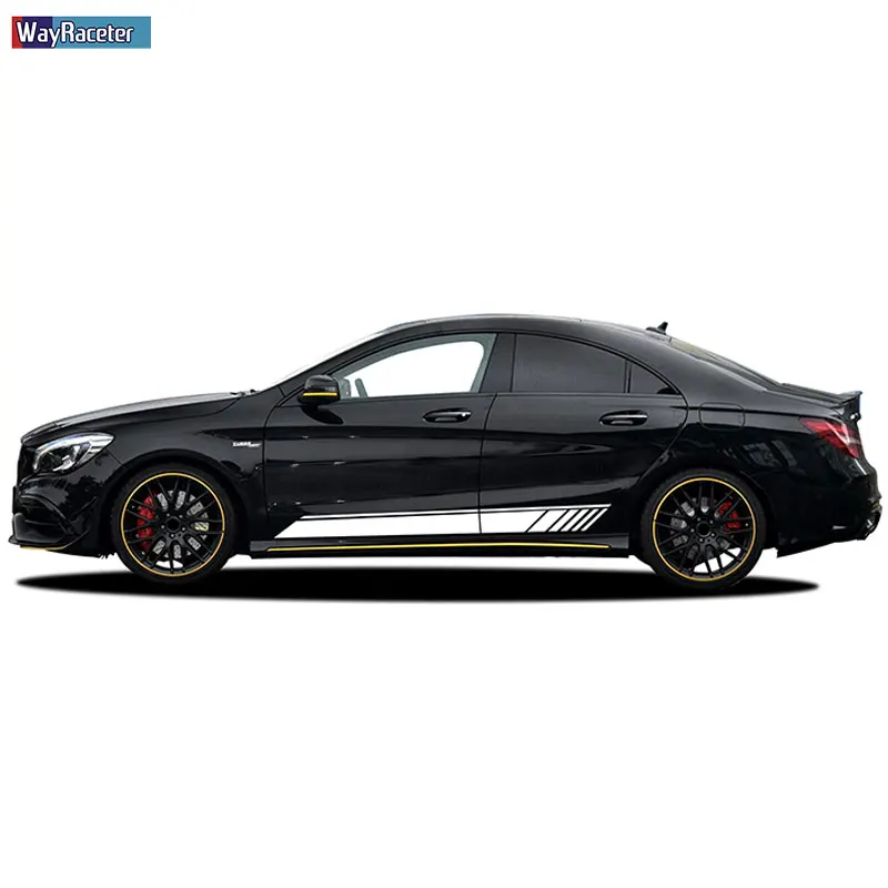 Наклейка на дверь автомобиля боковая полоска юбка версия 1 Виниловая наклейка