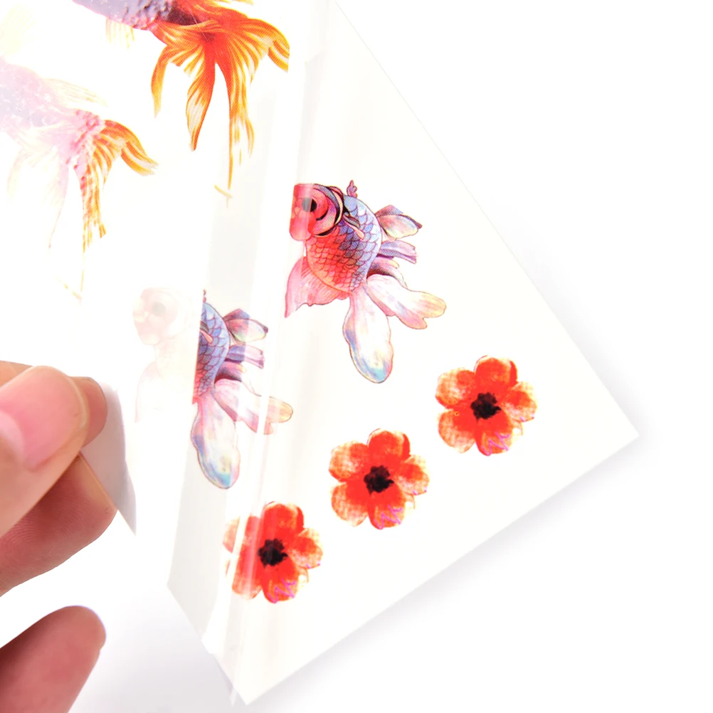 

1 Sheet Waterproof Temporary Tattoo 3D Rose Gold Fish Goldfish Flower Girl Tatto Stickers Flash Tatoo Fake Tattoos