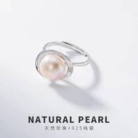 s925 sterling silver ring natural pearl simple opening personality fashion all matching europe and america female ring ornament