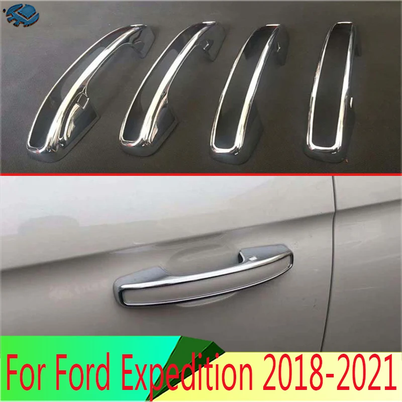 สำหรับ Ford Expedition 2018-2021 Fourth Generation U553ตกแต่งอุปกรณ์เสริม ABS Chrome Door Handle ชามถ้วย Cavity Trim