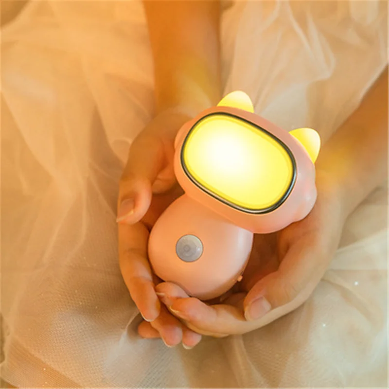 

PIR White Light Recharge Hanging Wall Cute Cat Sensor Motion Night Light Girl's Gift Home Decor Adhesive Sticker Lovely Gifts