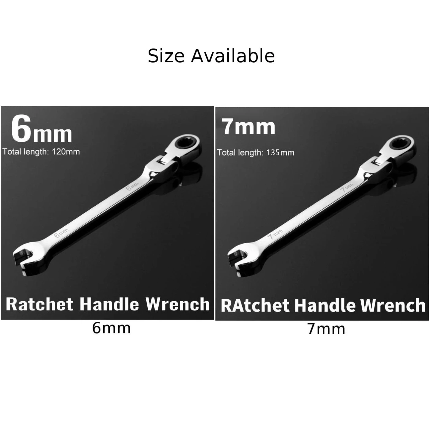 6/7 мм деятельность Метрическая гибкая головка Трещоточный ключ Регулируемый