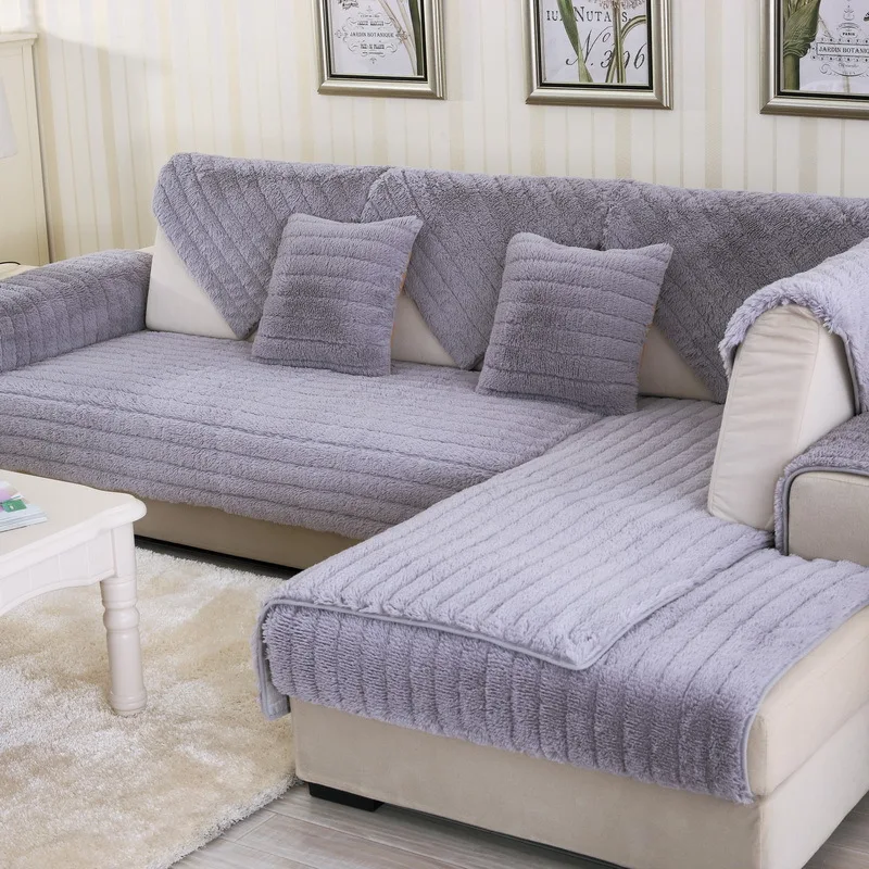 

Soft Sheepskin Shaggy Sofa Covers Removable for Living room Plush Floor Mat Fluffy Non-slip Armrest Couch Sofa Covers Slipcovers