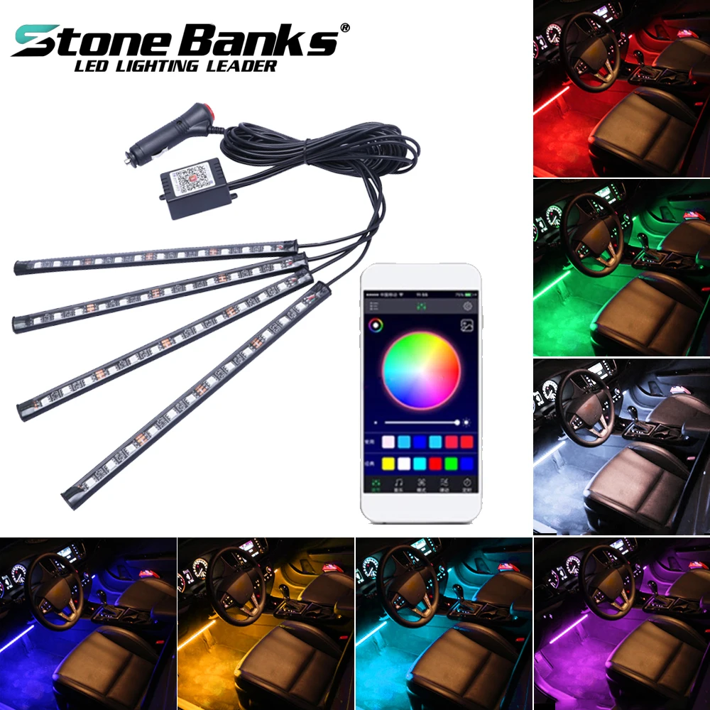 Каменные банки 4x12 Светодиодный светильник для автомобиля декоративный RGB