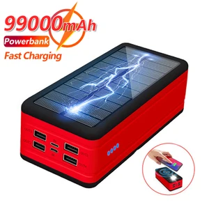 solor charger 99000mah portable charger led light poverbank powerbank 99000mah external battery for iphone xiaomi samsung huawei free global shipping