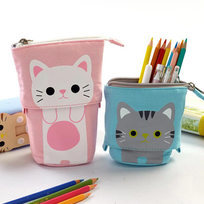 

kawaii Pencil Case Flexible Big Cat Fabric Quality School Supplies Stationery Gift School Cute Pencil Box Pencilcase Pencil Bag