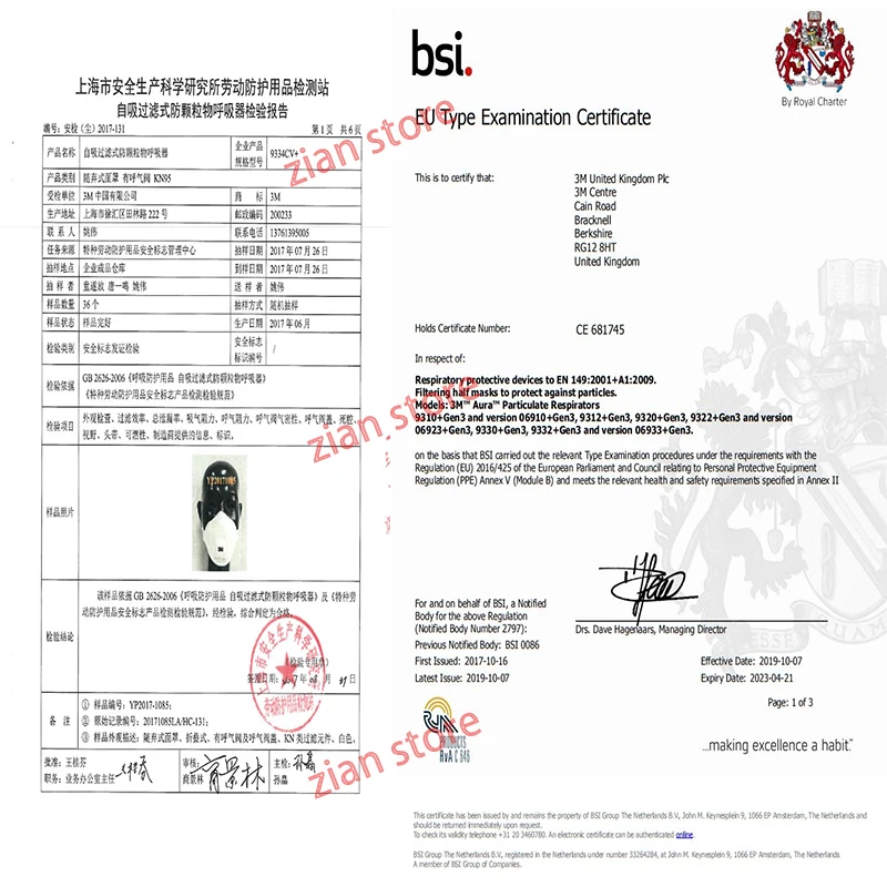 

3M Mask Aura 9334CV+ KN95 Particulates-Proof Anti-Fog and Anti-PM2.5 for Riding Travel Dust Protective Mask 3Pcs Per Box