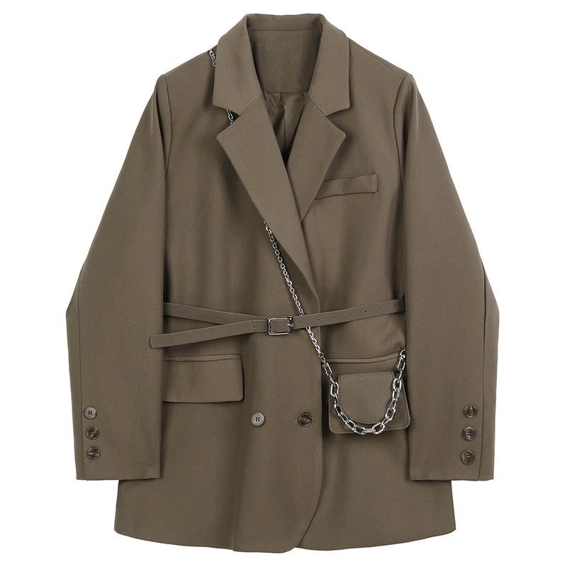 

Solid Color Womens Plus Size Blazer Jacket With Pockets Autumn 2021 New Lapel Long Sleeve Loose Fitting Suit Outerwear Jacket