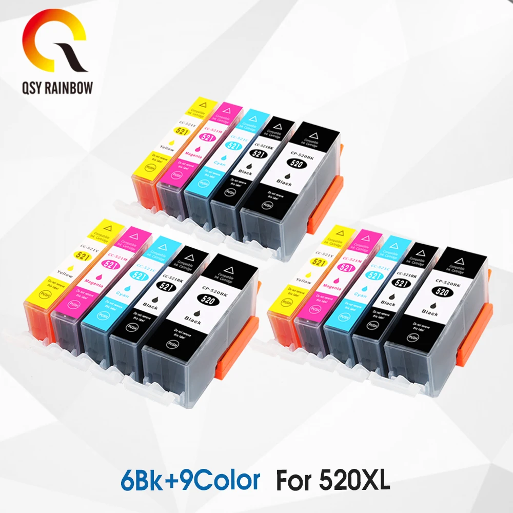 Совместимый 15pk PGI 520 CLI 521 картридж для Canon Pixma MP540 MP550 MP560 MP620 MP630 MP640 MP980 MP990 MX860 MX870