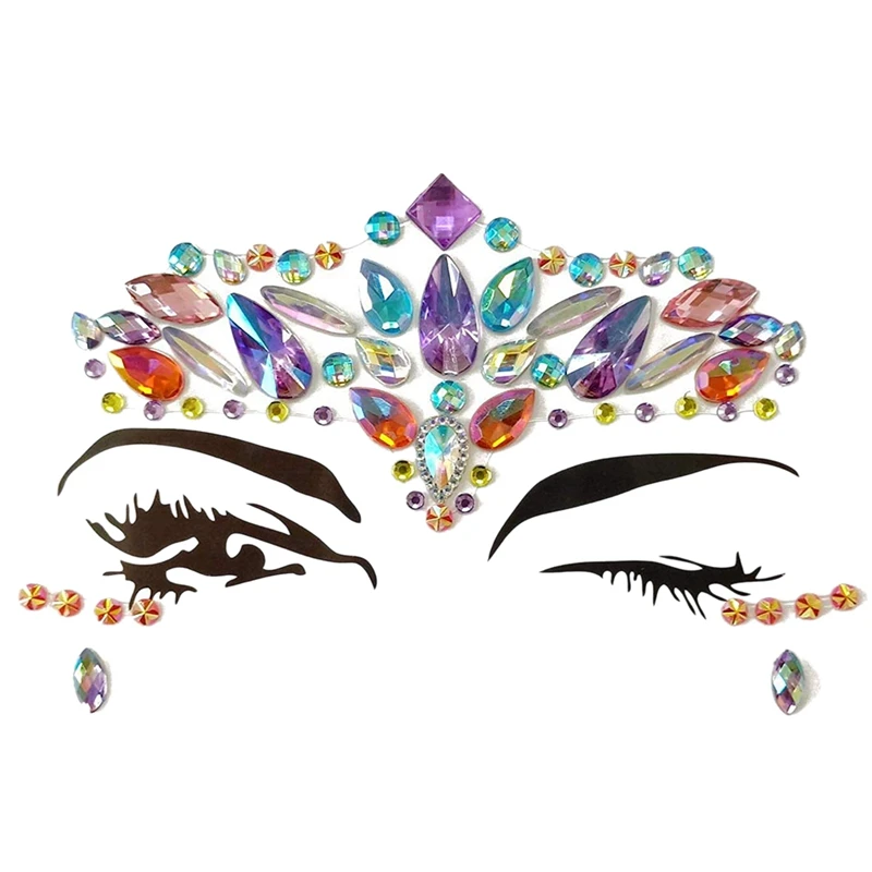 6 Sets Face Gems Rhinestone Mermaid Jewels Tattoo - Crystal Stickers Tears Gem Stones Bindi Temporary | Красота и здоровье