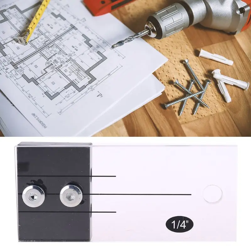 

Dowel Jig Acrylic Hardened Steel Pocket Hole Jig 1/4 Inch Drill Guide Locator