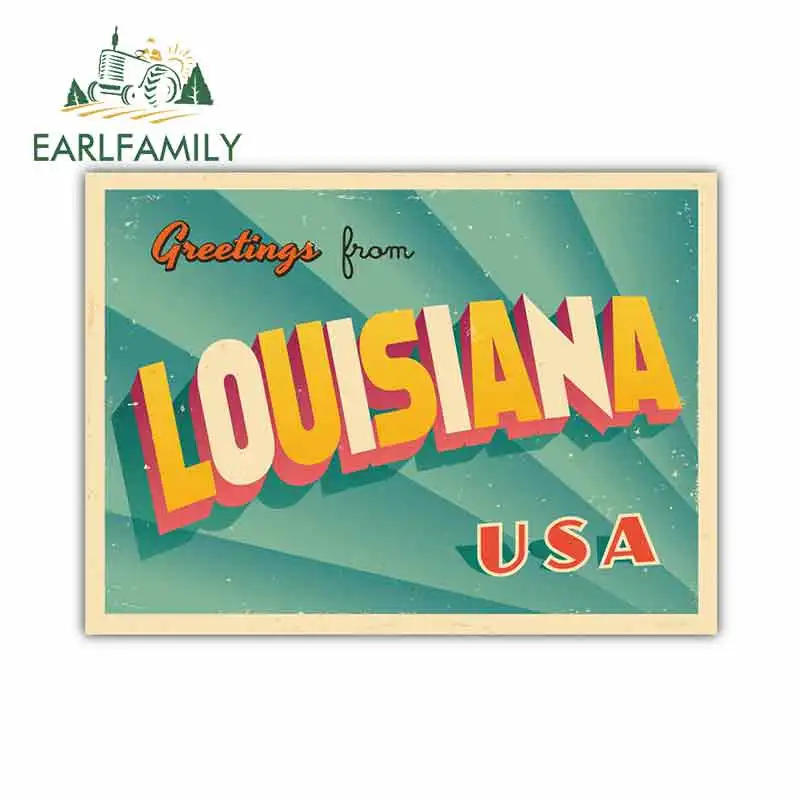 

EARLFAMILY 13 см x 9,7 см для Луизианы, США, поздравительные ретро-эмблемы, фотовиниловый бампер JDM для багажника, графика грузовика