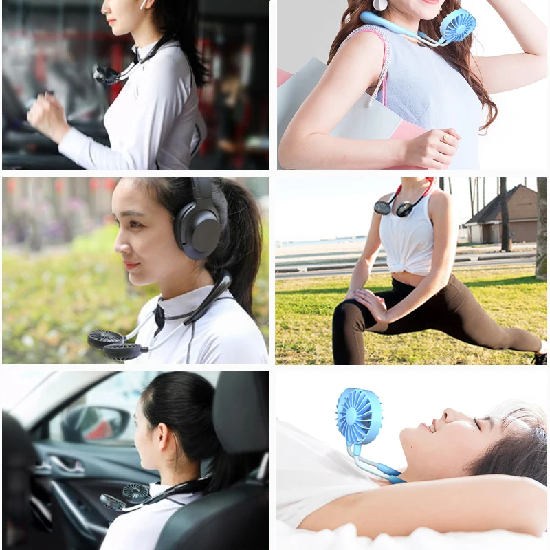 Мини USB портативный вентилятор шейный платок с перезаряжаемой батареей